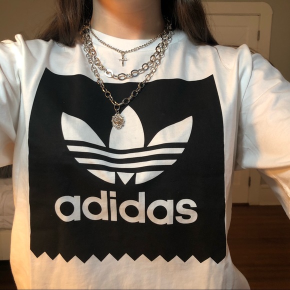 ADIDAS WHITE/BLACK SOLID BLACKBIRD LOGO TEE - Picture 3 of 6